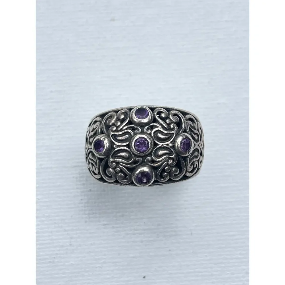 Vintage Sterling Silver Amethyst Ring - Size 6.5